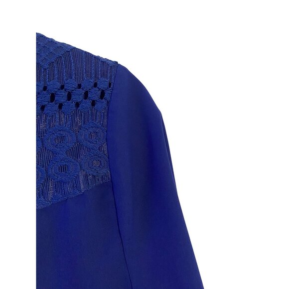 Cato Women’s Long Line Blouse M Blue Pullover Tunic Top Office Lagenlook Vibrant - Picture 11 of 13